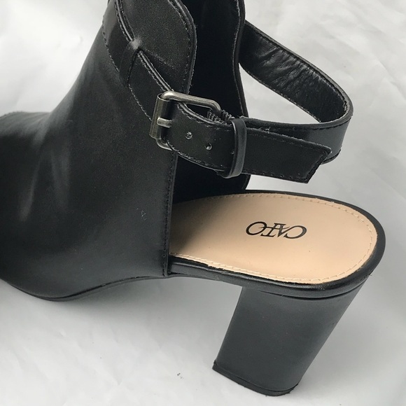 Ladies Black Open Toe Block High Heel Size 8 EUC - Picture 2 of 8